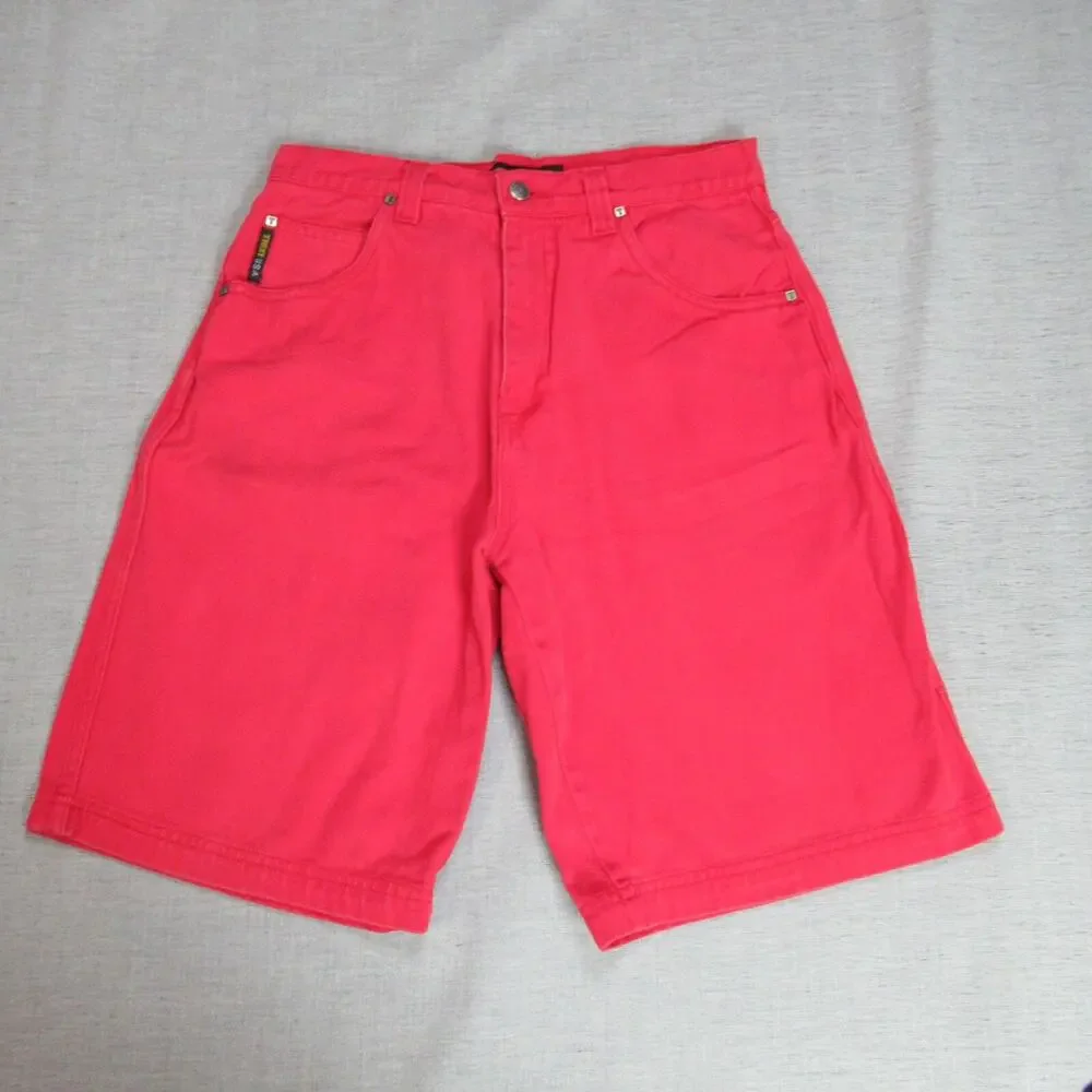 Vintage Trust Jean Shorts Size 33 Red Baggy Punk Skater Y2K 90s Heavyweight